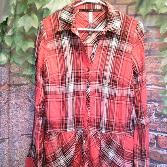 Spicy Orange Button Down Blouse - Picture 1 of 7
